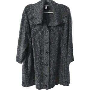 Catherines Cardigan Size 3x Silver 3/4 Sleeve Sweater Collar